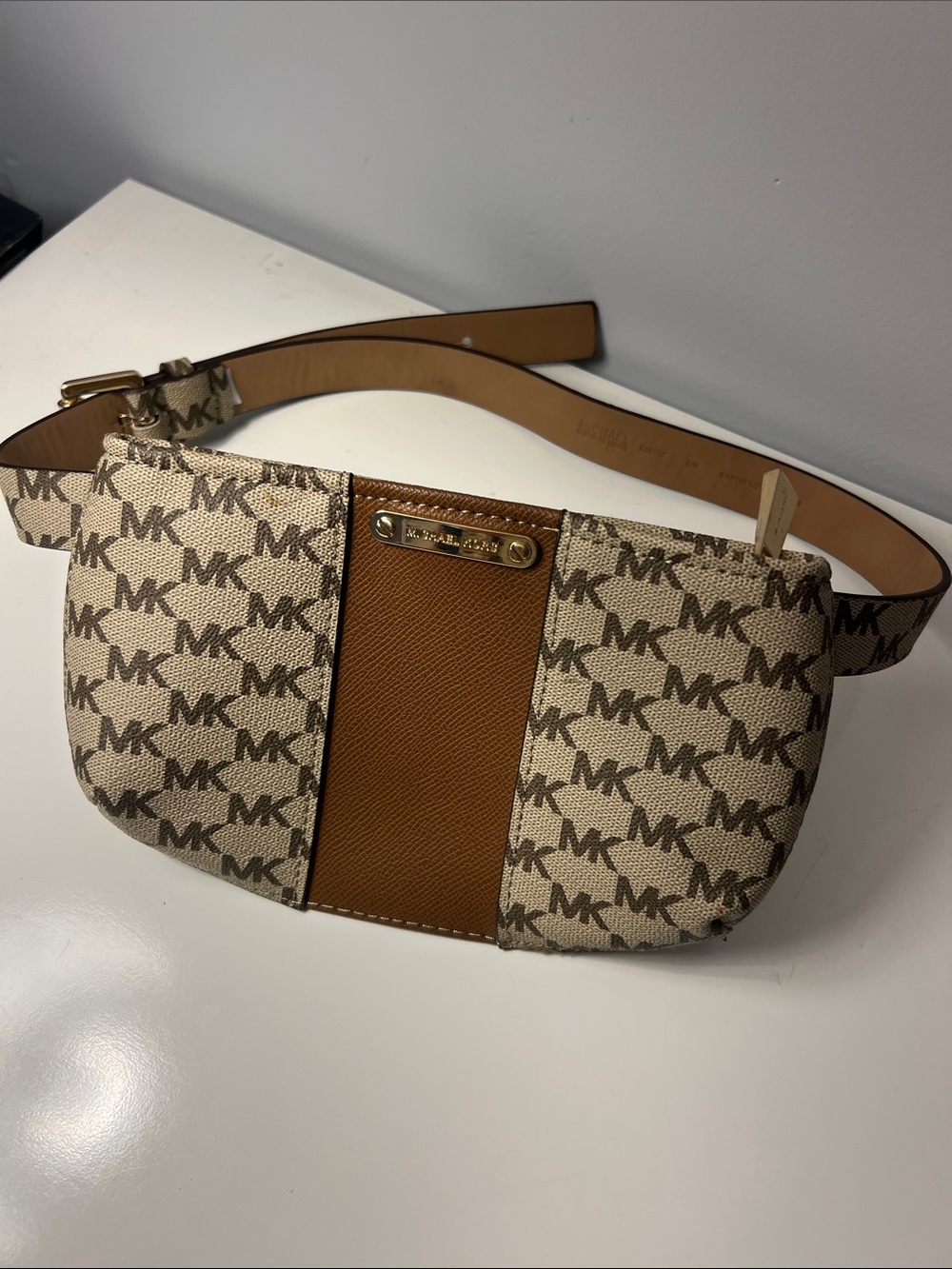 Michael Kors Signature Belt Bag in Brown and Tan